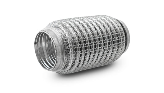 Vibrant SS Flex Coupling w/Interlock Liner and Mesh Braid 2.25in Inlet/Outlet