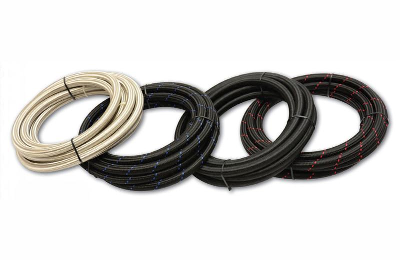 Vibrant -8 AN Black Nylon Braided Flex Hose (5 foot roll)