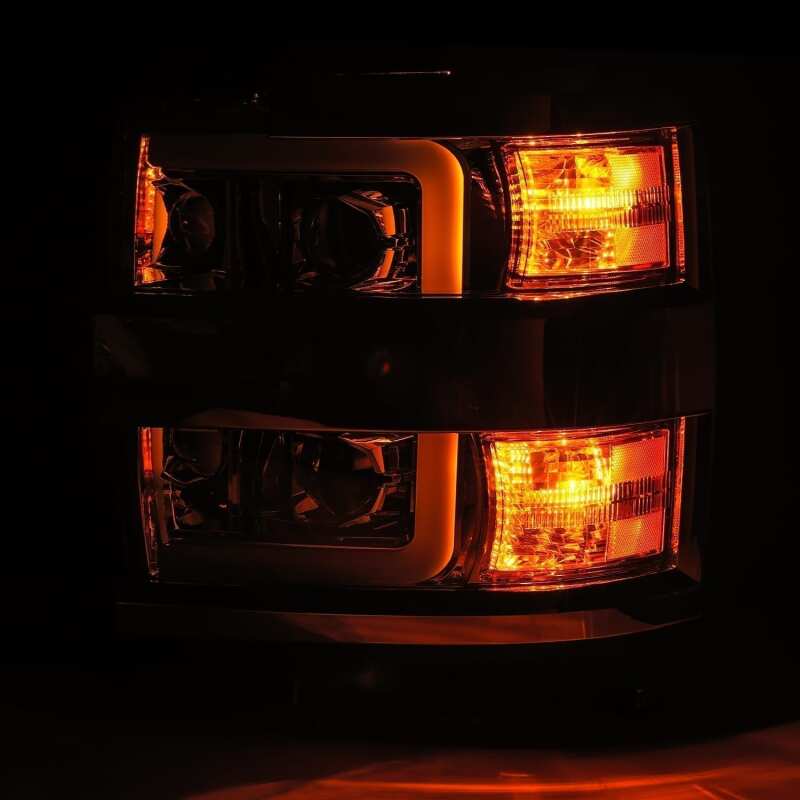 AlphaRex 880224 15-19 Chevrolet 2500 HD PRO-Series Projector Headlights Plank Style Black w/Activation Light/Sequential Signal/DRL