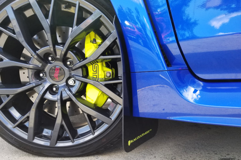 Rally Armor UR Mud Flaps - 2015-2021 Subaru WRX / WRX STI - Black/Green Logo - #MF32-UR-BLK/CGN