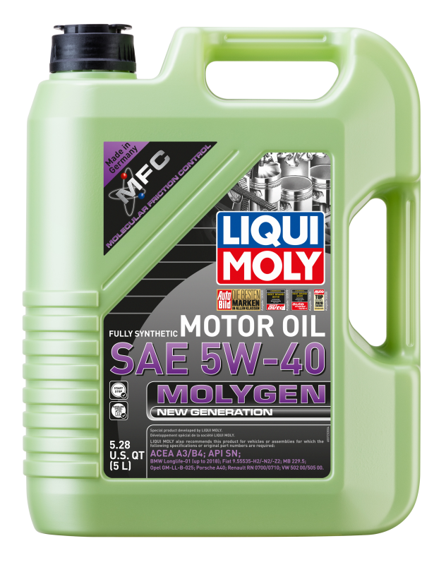 LIQUI MOLY 5L Molygen New Generation Motor Oil SAE 5W-40 (20232) - Pack of 4