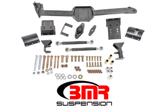 BMR 05-14 S197 Mustang Body Mount Watts Link Rod End/Poly w/ Adj. Axle Clamps (Rod End/Poly Bushings) - Black Hammertone