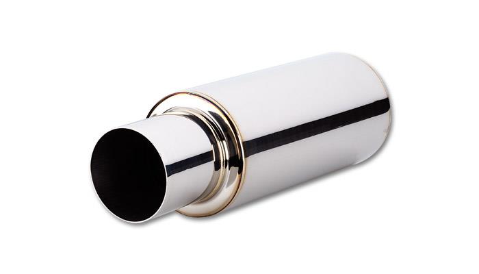 Vibrant TPV Round Muffler (23in Long) with 4in Round Tip Straight Cut - 2.5in