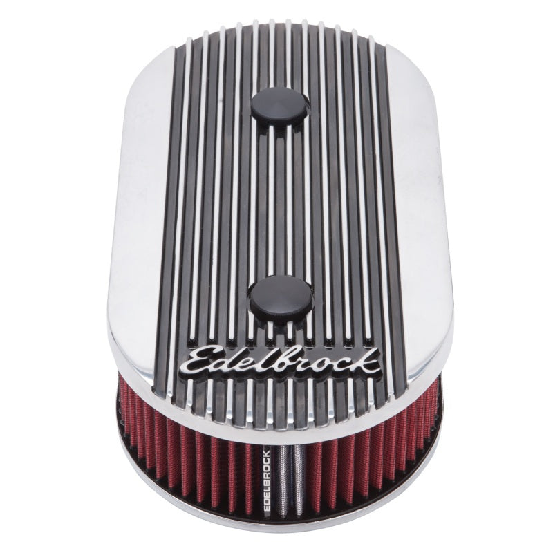 Edelbrock 4272 Air Cleaner Elite II Oval Dual-Quad Carburetors 2.5 in Red Element Polished