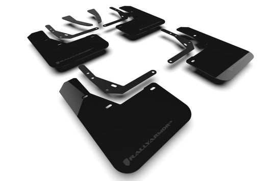 Rally Armor UR Mud Flaps - 2024-2025 Hyundai Kona Electric, 2024-2026 Hyundai Kona - Black/Grey Logo - #MF113-UR-BLK-GRY