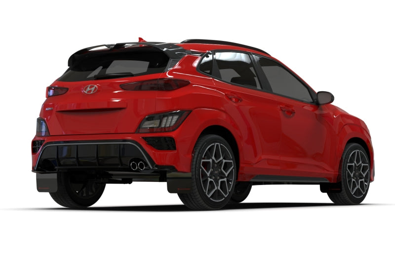 Rally Armor UR Mud Flaps - 2022-2023 Hyundai Kona - Black/Red Logo - #MF93-UR-BLK-RD