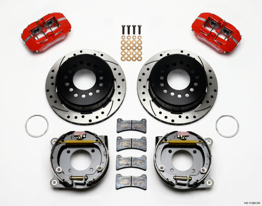Wilwood Dynapro Low-Profile 11.00in P-Brake Kit Drill-Red Chevy 12 Bolt 2.75in Off w/ C-Clips - #140-11398-DR