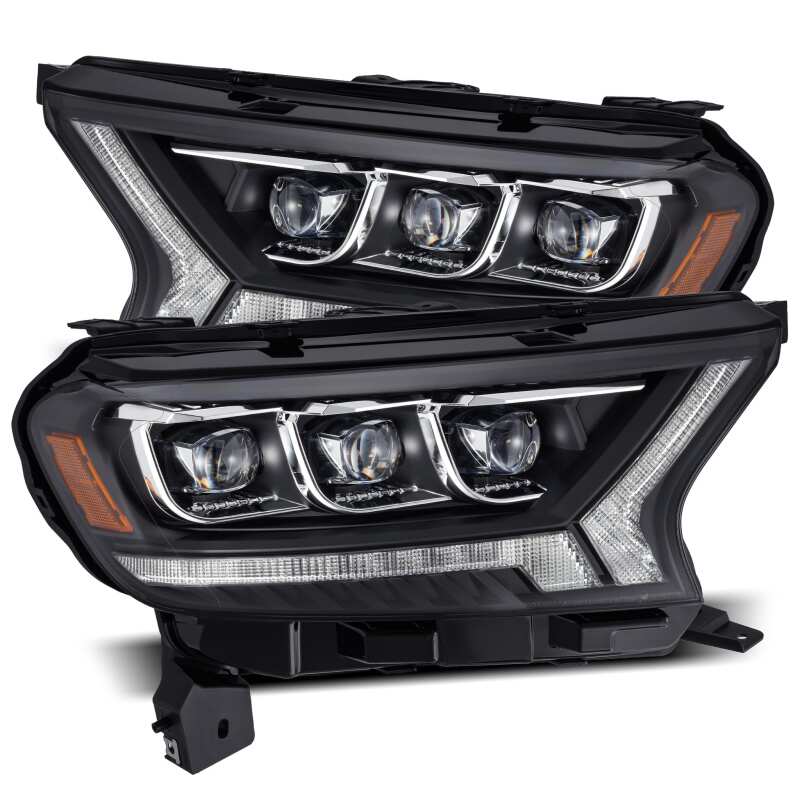 AlphaRex 880124 19-21 Ford Ranger NOVA LED Projector Headlights Plank Style Black with Activation Light/Sequential Signal/DRL