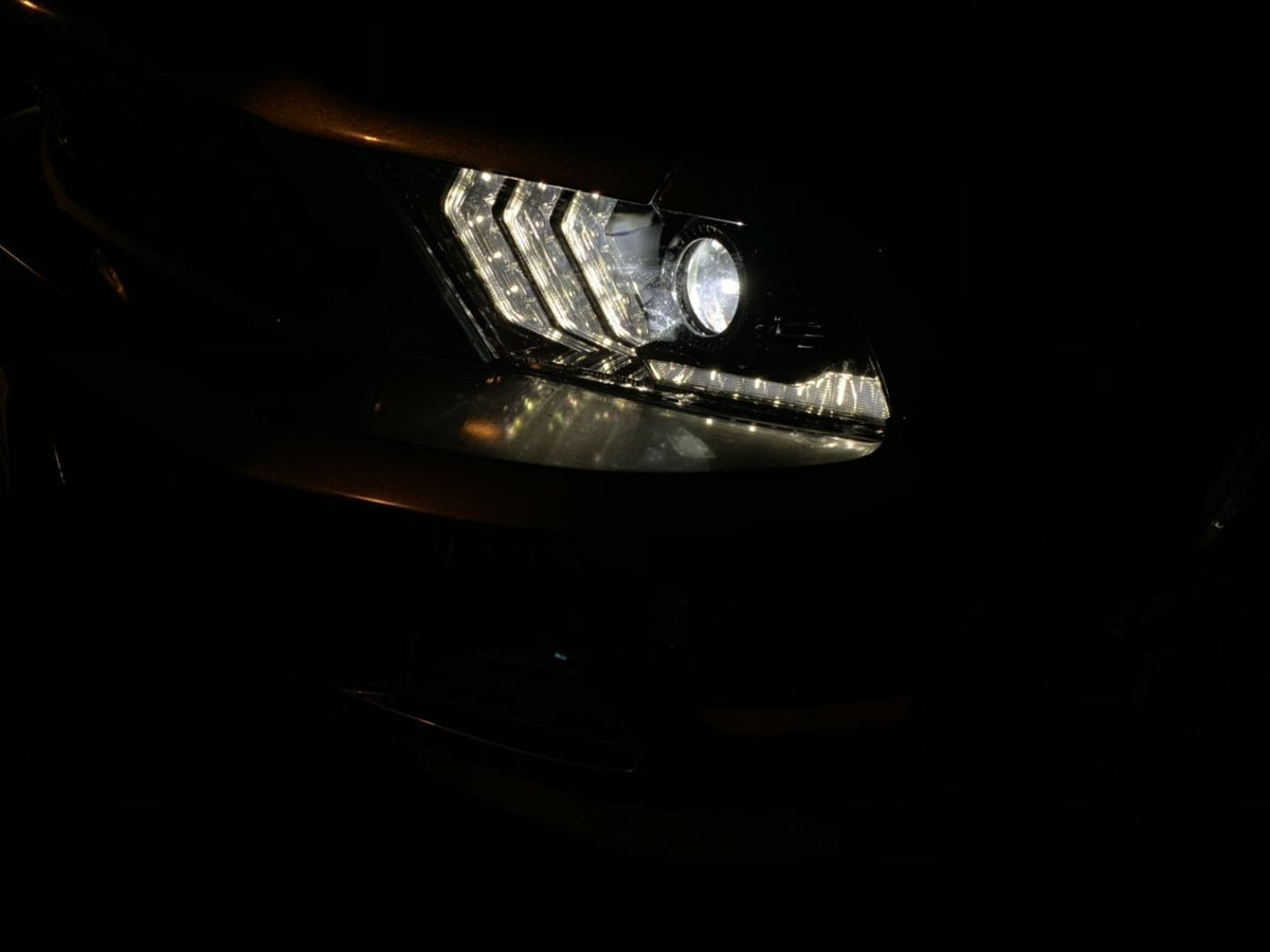 AlphaRex 880117 10-12 Ford Mustang LUXX LED Projector Headlights Plank Style Chrome with Activation Light/Sequential Signal