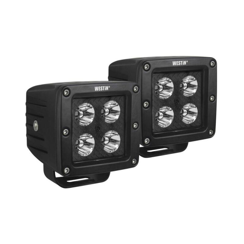 Westin 09-12205B-PR HyperQ LED Auxiliary Lights 3in x 3in cube 20w Flood Black