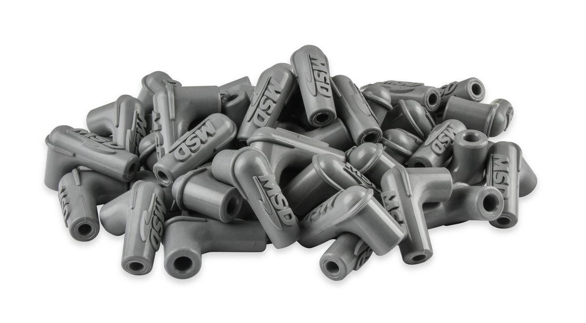 MSD 34514 Boots, 90 Degree Logo Spark Plug, Gray Silicone 50EA