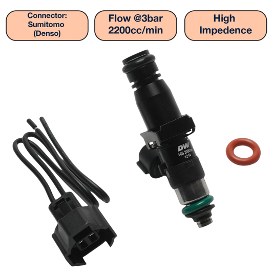 DeatschWerks Universal 2200cc Single Fuel Injector / 60mm Length / 14mm O-Ring Seals