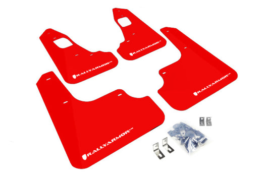 Rally Armor UR Mud Flaps - 2008-2017 Mitsubishi Lancer - Red/White Logo - #MF10-UR-RD/WH