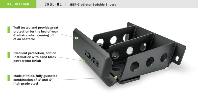 DV8 Offroad 2019+ Jeep Gladiator Bedside Sliders - #SRGL-01