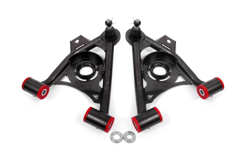 BMR 1979-1993 Fox Mustang Non-Adj Lower A-Arms Standard Ball Joint Spring Pocket - Black Hammertone