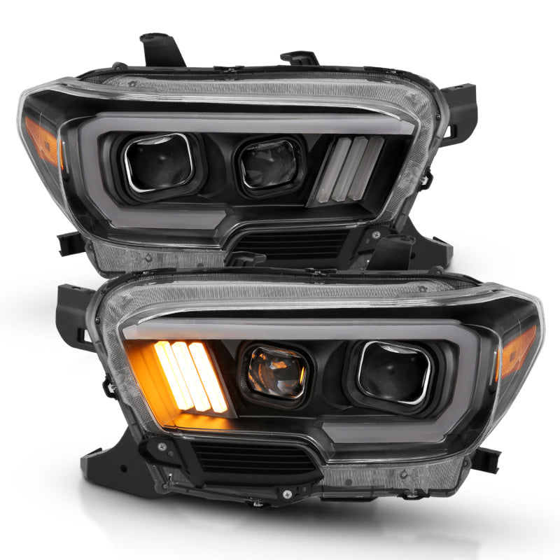 ANZO 2016-2023 Toyota Tacoma LED Projector Headlights - Black (For Halogen Version w/ DRL)