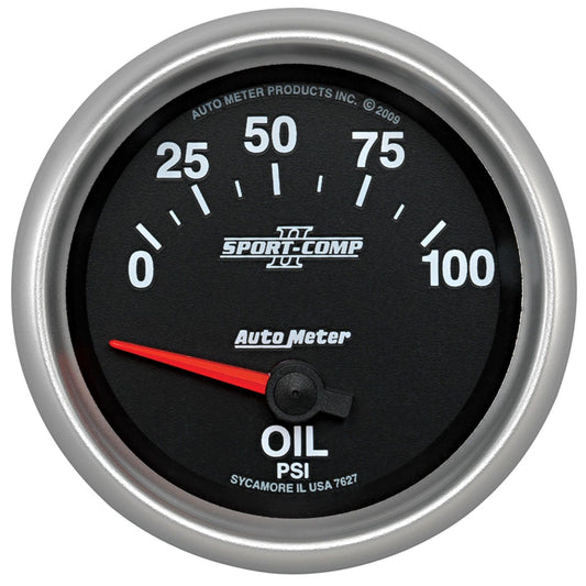AutoMeter 7627 Sport-Comp II 0-100 PSI Short Sweep Electronic Oil Pressure Gauge