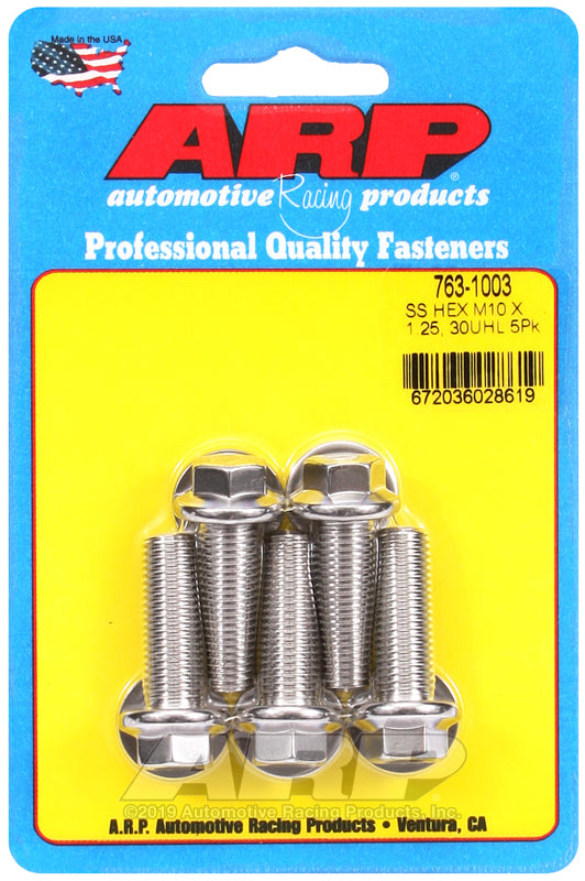 ARP 763-1003 M10 x 1.25 x 30mm Hex SS Bolts (5/pkg)