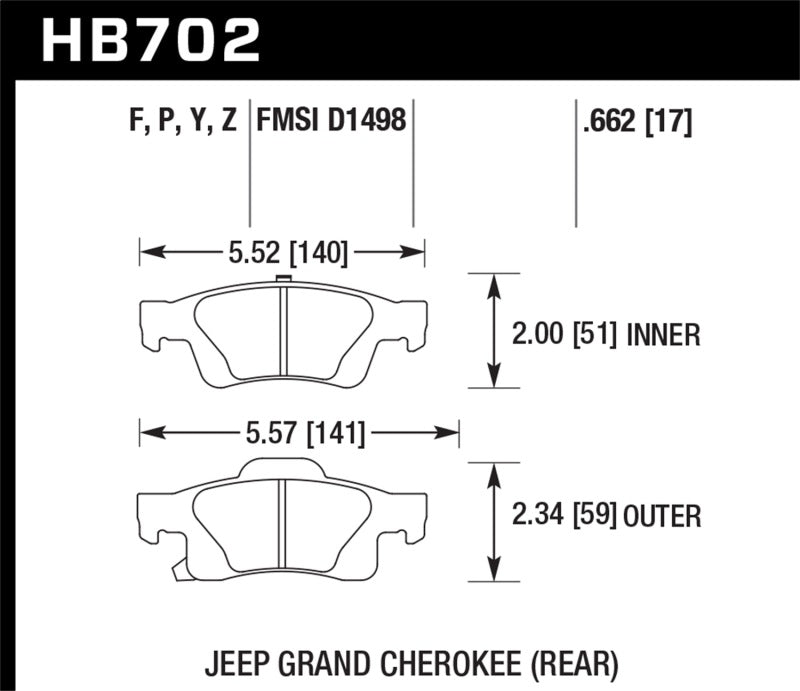 Hawk Performance HB702Y.662 LTS Light Truck and SUV Street Brake Pads
