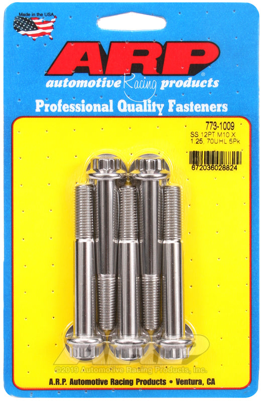 ARP 773-1009 M10 x 1.25 x 70mm 12pt SS Bolts (Set of 5)