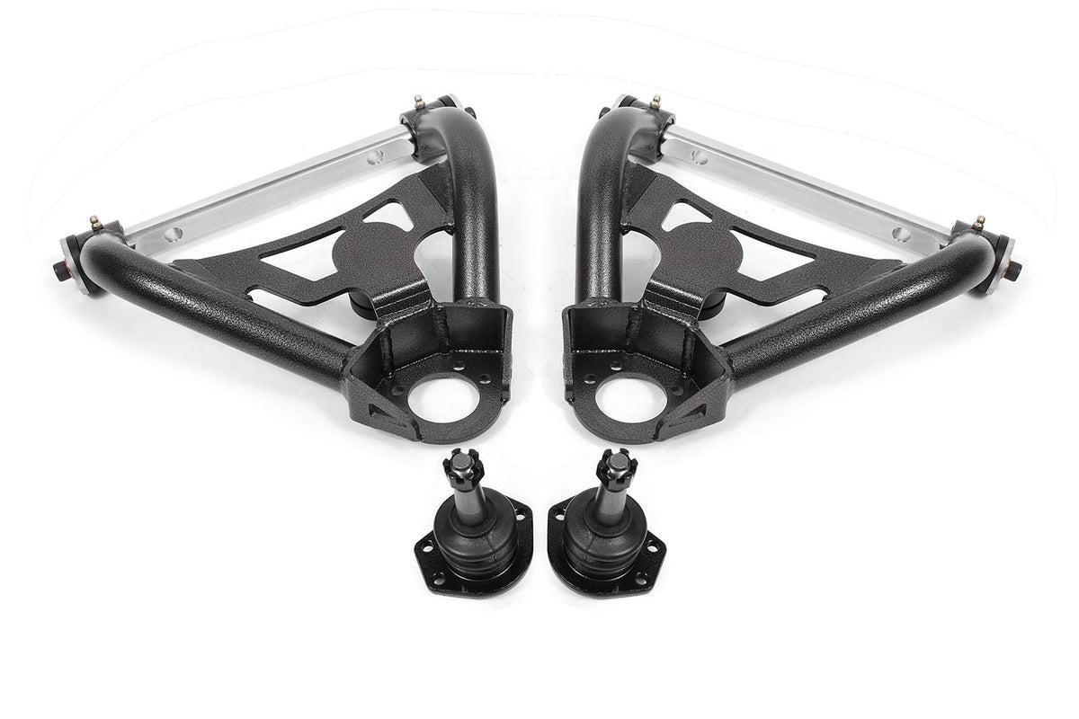 BMR 1964-1972 A-Body Pro-Touring Upper A-Arms with Tall Ball Joint (Delrin) - Black Hammertone