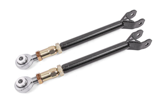BMR 08-23 Challenger Lower Trailing Arms w/ On-Car Adj. Rod Ends - Black Hammertone