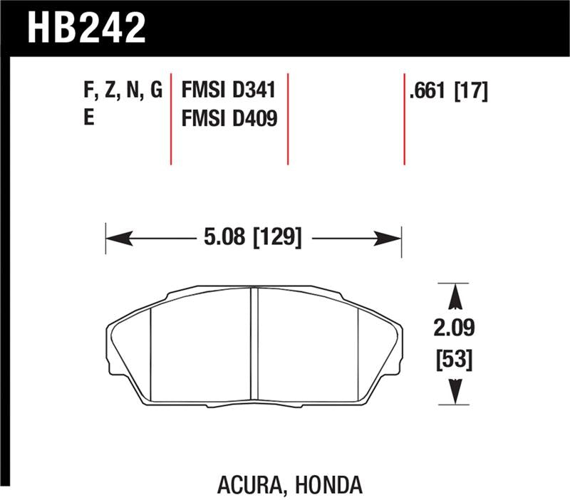 Hawk Performance HB242N.661 HP Plus Crossover Street/Motorsport Brake Pads