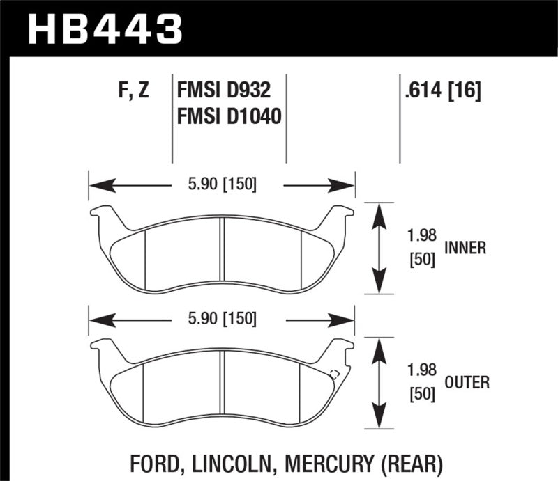 Hawk Performance HB443W.614 DTC-30 Motorsport Brake Pads