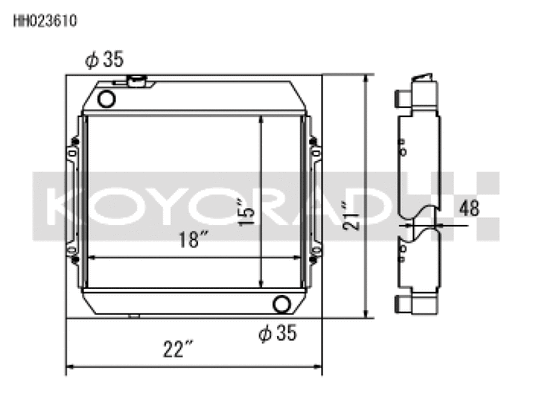 Koyo HH023610 for 68-72 Nissan Skyline L20 I6 MT (KGC10) Radiator