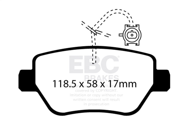 EBC 2014-2016 Maserati Ghibli 3.0L Twin Turbo (330) Redstuff Rear Brake Pads DP32258C