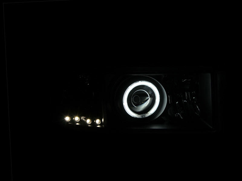 ANZO 1994-2002 Dodge Ram 2500 LED Projector Headlights - Black w/ RX Halo