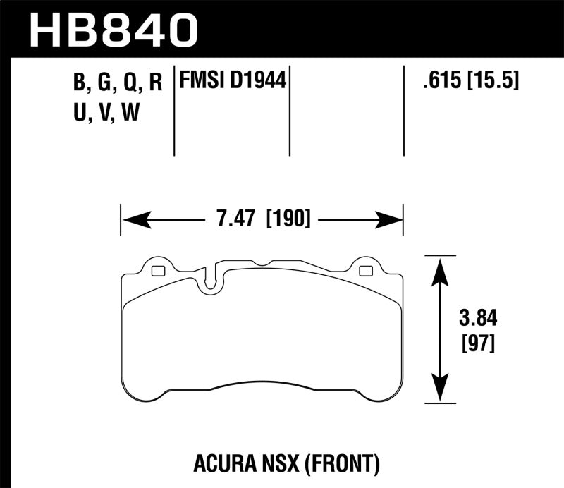 Hawk Performance HB840G.615 DTC-60 Motorsport Brake Pads