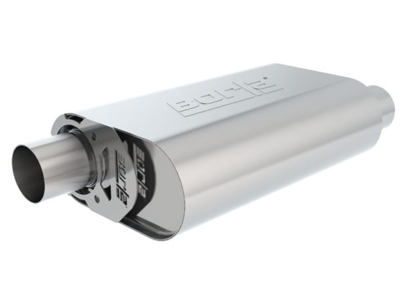 Borla 400823 CrateMuffler SBC 283 / 327 / 350 2.5 inch Offset/Center 14in x 4.35in x 9in Oval Muffler - #400823