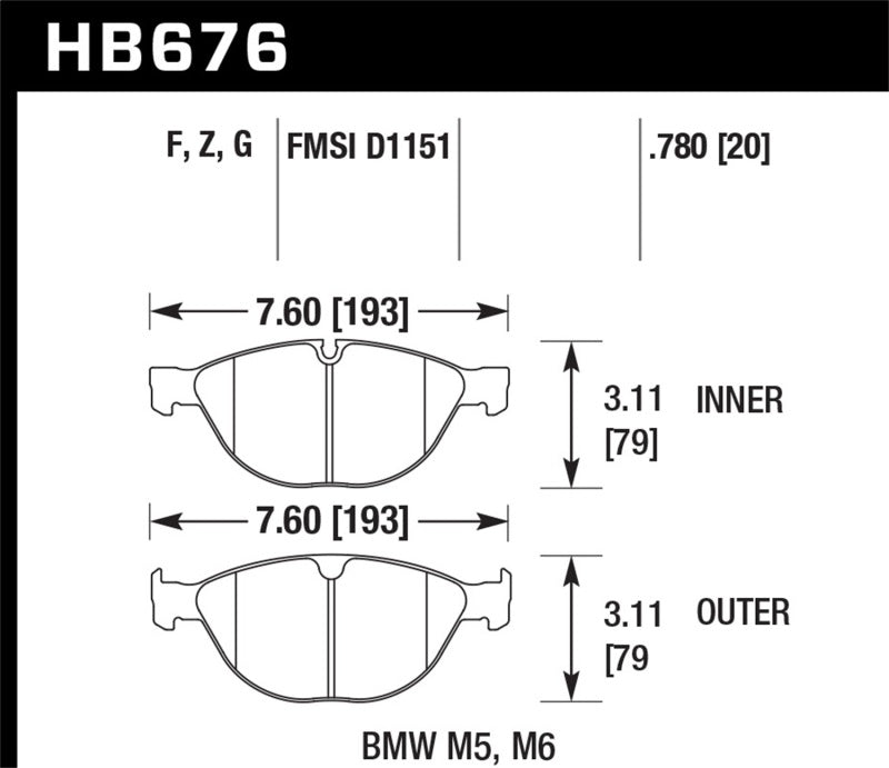 Hawk Performance HB676Z.780 Performance Ceramic Street Brake Pads