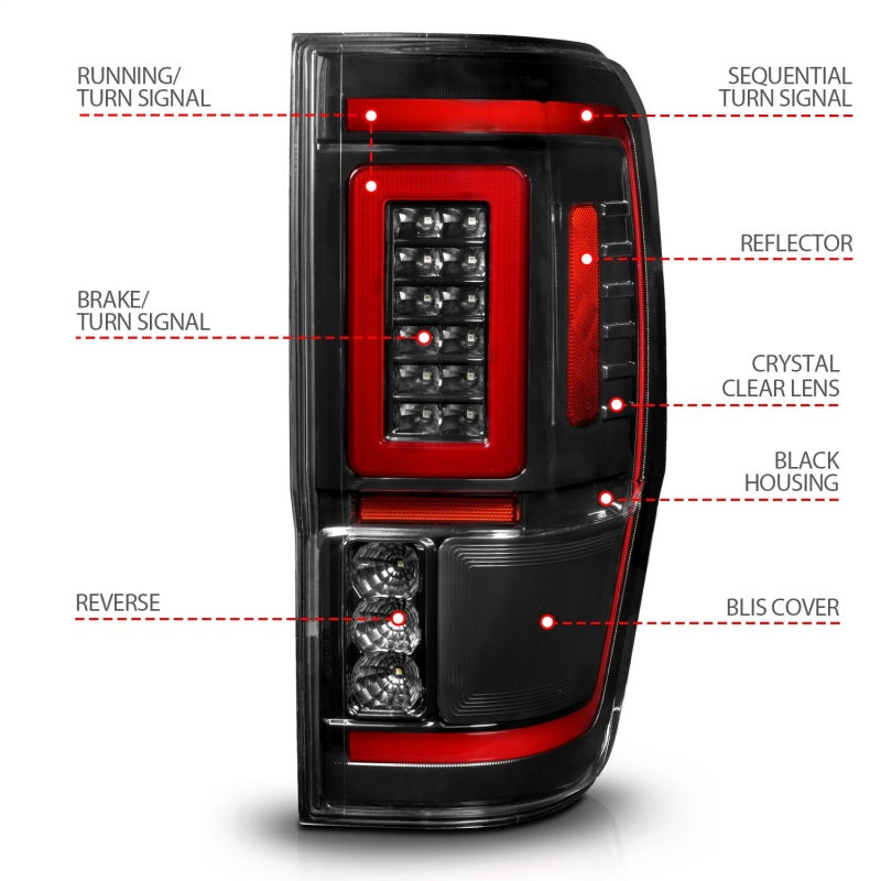 ANZO 2019-2023 Ford Ranger LED Taillights - Clear Lens w/ Sequential Signal (For All Models)