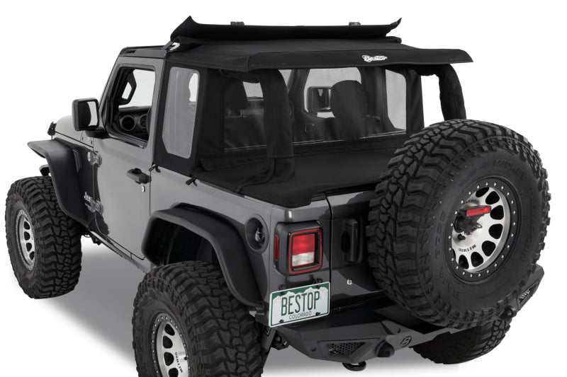 Bestop 18-26 Jeep Wrangler JL 2-Door Halftop Conversion Kit (Premium Black Twill)