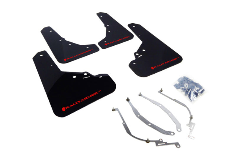Rally Armor UR Mud Flaps - 2012-2019 Fiat 500 - Black/Red Logo - #MF25-UR-BLK/RD