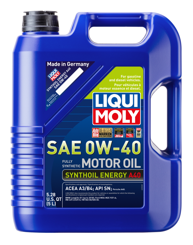 LIQUI MOLY 5L Synthoil Energy A40 Motor Oil SAE 0W-40 (2050) - Pack of 4