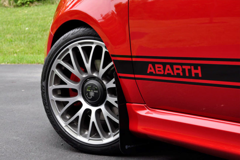 Rally Armor UR Mud Flaps - 2012-2019 Fiat 500 - Black/Red Logo - #MF25-UR-BLK/RD