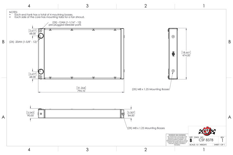 CSF 8378 Motorsport Dual-Pass Competition Radiator