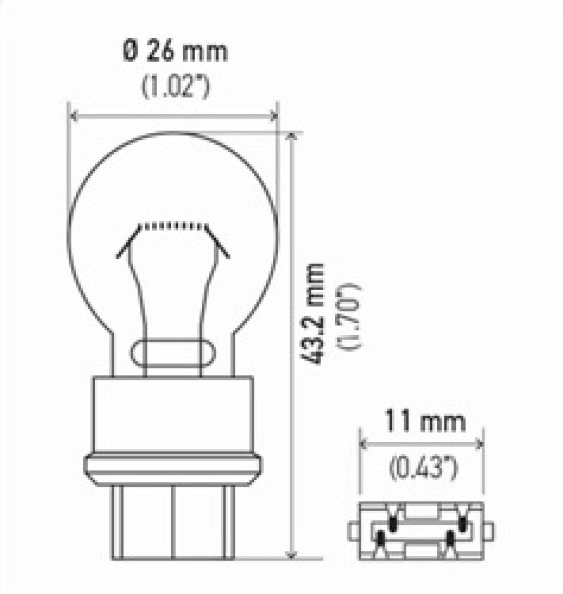 HELLA 3157 12V 27/7W W2.5x16q S8 Bulb