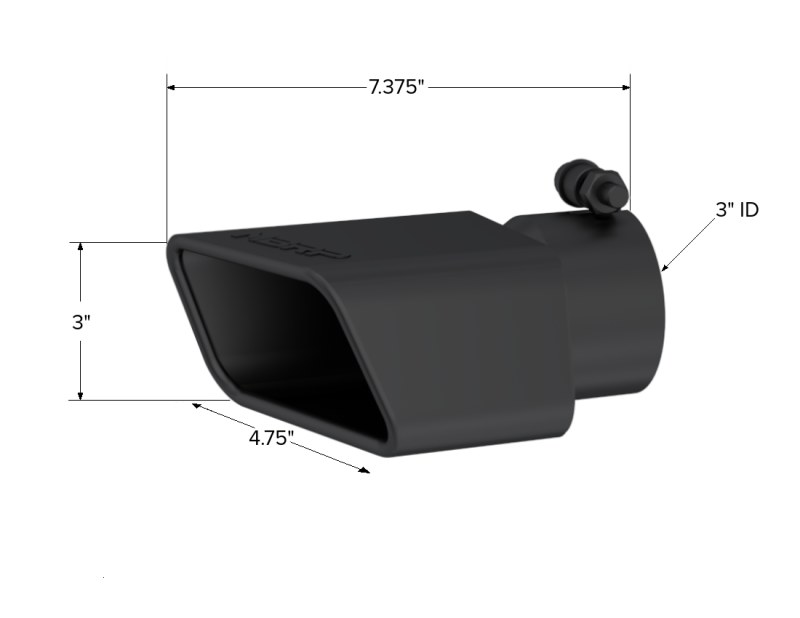 MBRP T5120BLK Universal Tip 4.75inx 3in Rectangle Angled Cut 3in O.D. inlet Pass. Side 7.375in length Black