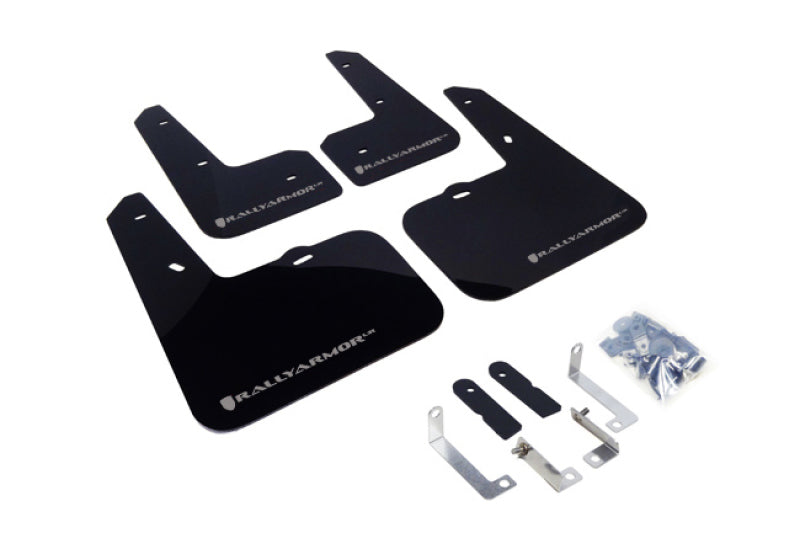 Rally Armor UR Mud Flaps - 2012-2017 Hyundai Veloster - Black/Silver Logo - #MF24-UR-BLK/SIL