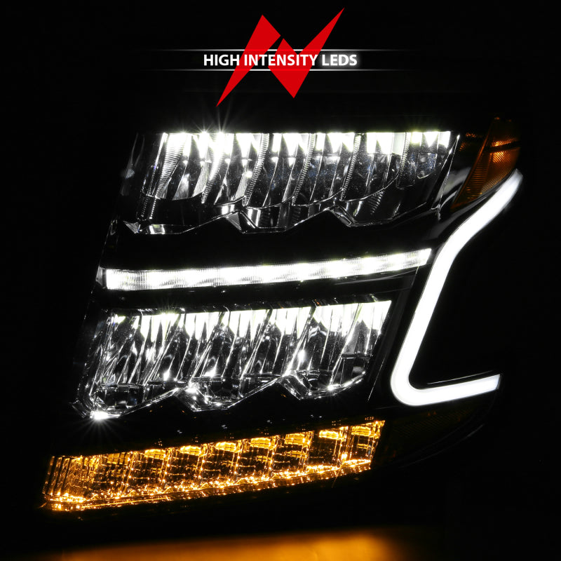 ANZO 2015-2020 Chevrolet Suburban LED Projector Headlights - Crystal Plank Style Black w/ Sequential Signal