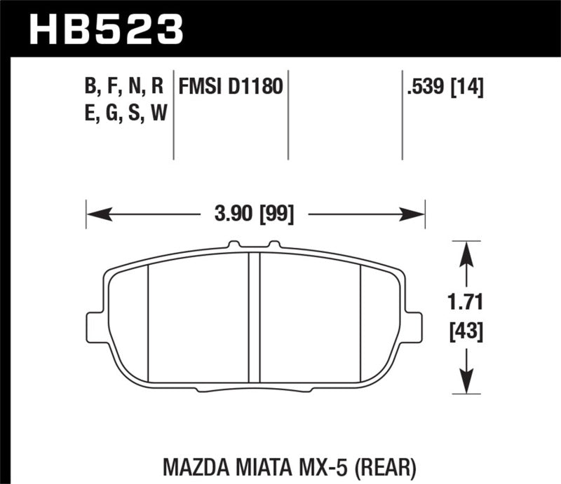 Hawk Performance HB523S.539 HT-10 Motorsport Brake Pads