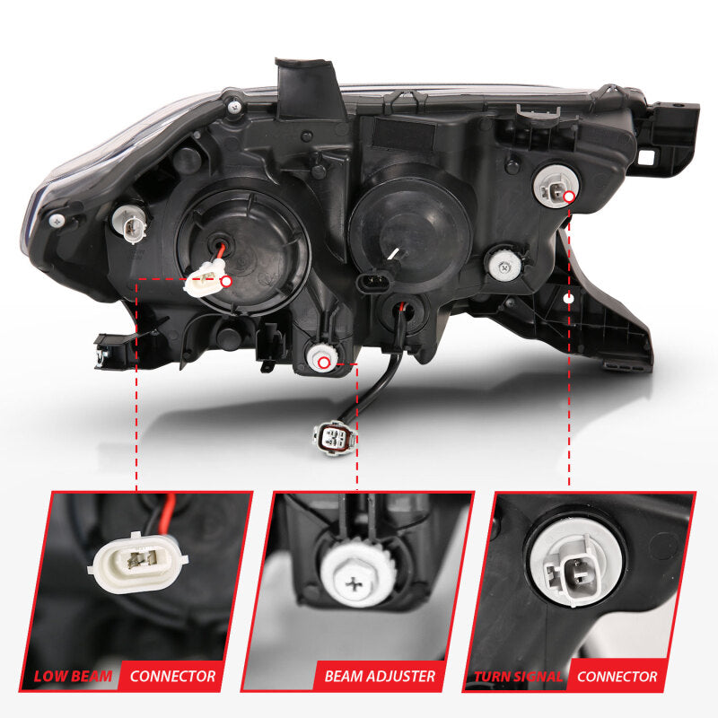 ANZO 2016-2023 Toyota Tacoma LED Projector Headlights - Switchback Black (For Halogen Version w/ DRL)
