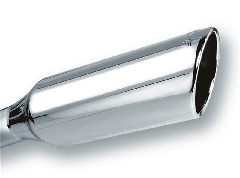 Borla 20245 2.25in Inlet 4in Round Rolled Angle Cut x 12in Long Embossed Exhaust Tip - #20245