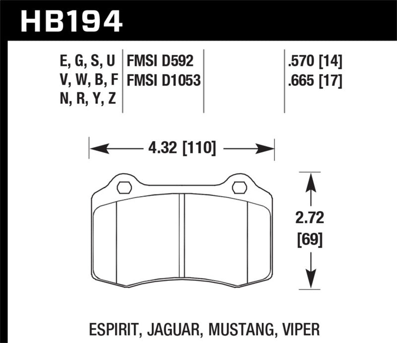 Hawk Performance HB194D.665 ER-1 Motorsport Brake Pads