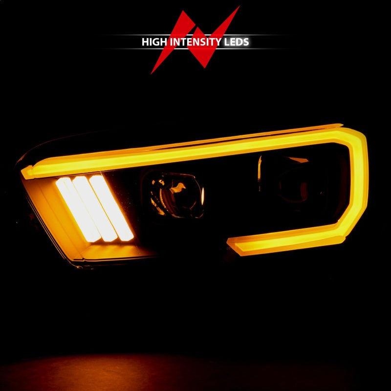 ANZO 2016-2023 Toyota Tacoma LED Projector Headlights - Switchback Black (For Halogen Version w/ DRL)