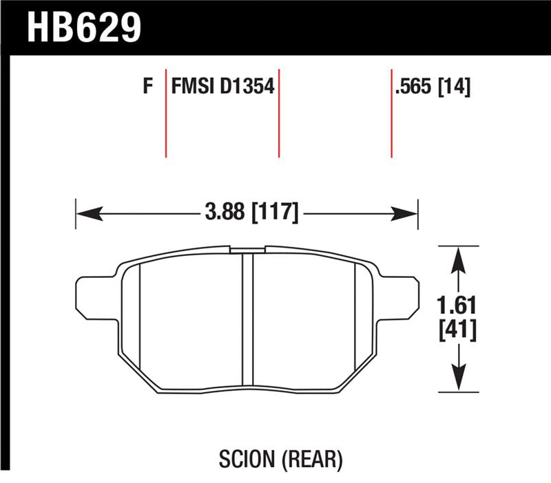 Hawk Performance HB629F.565 HPS Disc Brake Pad, Rear